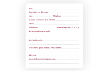 Une carte « Urgence » à conserver sur soi pour être prêt à toute éventualité